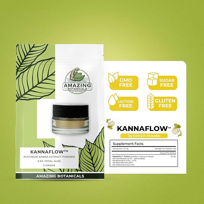Lab Refined Sceletium Tortuosum Extract | 5.5% Active Alkaloid - 25mg per Serving - Includes a Convenient dosing Spoon for Effective dosing (5 Grams)