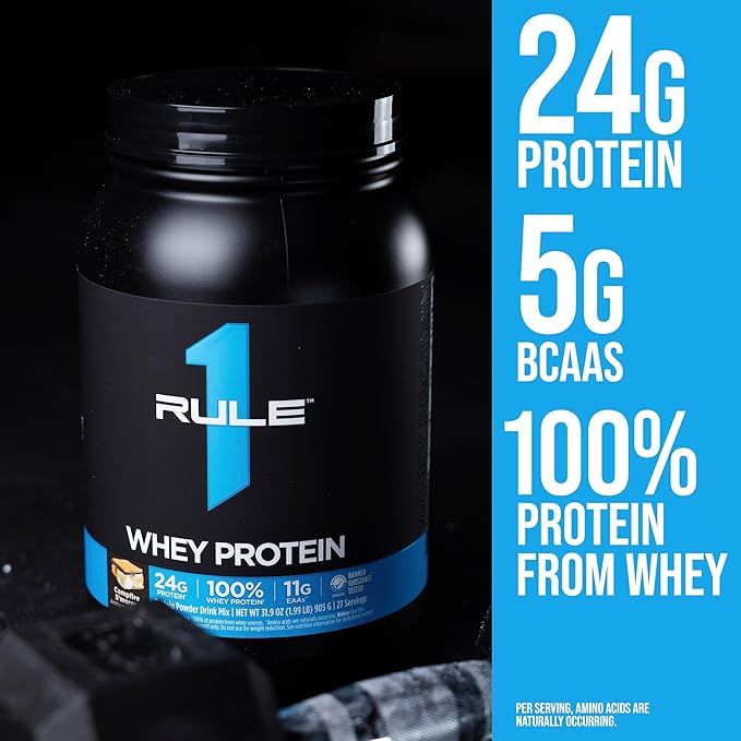 Rule 1 Whey Protein – 24g Fast-Acting Protein from All-Whey Sources with Naturally Occurring EAAs & BCAAs for Workout Recovery or Anytime Use (2 Pounds*, Fruity Cereal)
