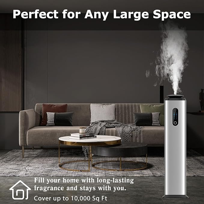1000ML- Commercial Diffuser Machine With WIFI App Control for Whole House - Cover 10000 Sq Ft - Tower Hotel Scent Diffuser - Scent Air Machine & Waterless Essential Oil Diffuser for Large Room -Silver