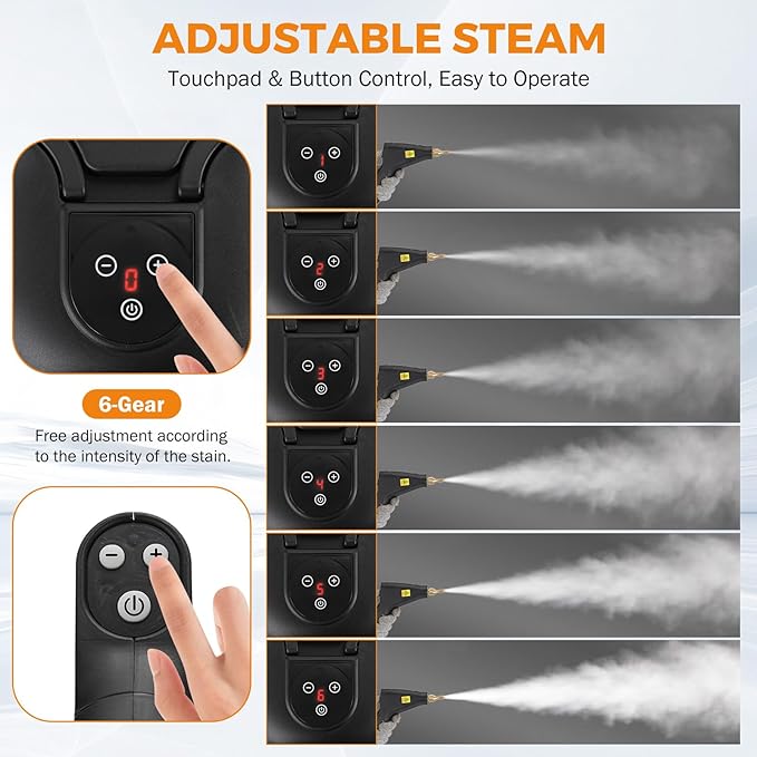 BEAMNOVA Steam Cleaner for Car Detailing 1.2L (41oz) Water Tank Portable Handheld Steamer for Cleaning Steam Gun High Pressure Multipurpose Steam Machine, Black