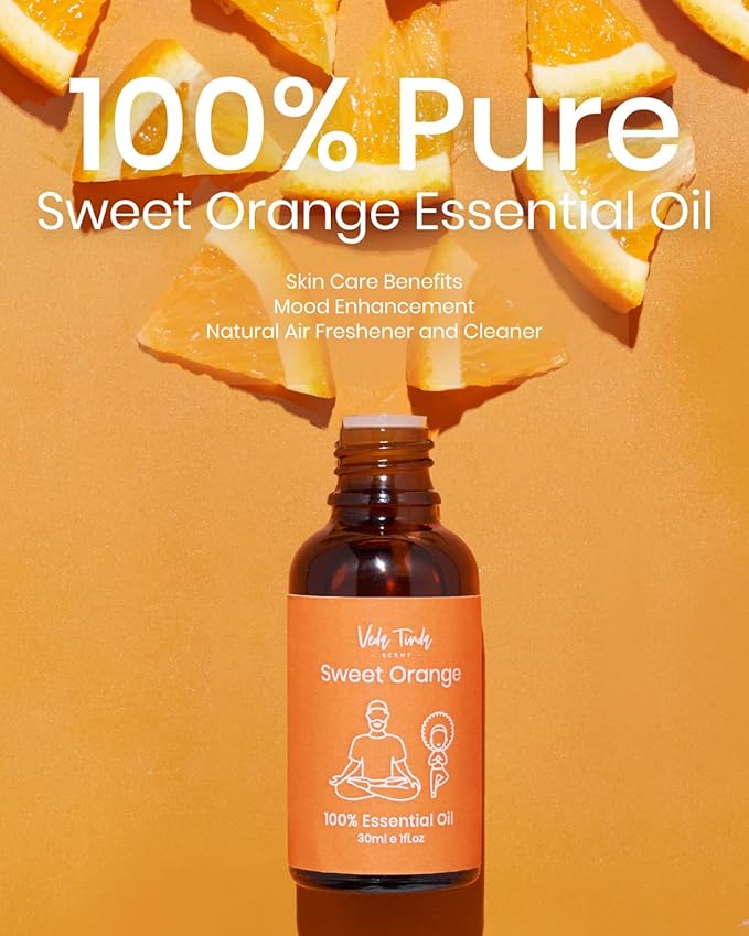 VTS Essential Oils - Lavender & Sweet Orange & Tea Tree, Premium Grade Essential Oils Set with Dropper for Diffusers, Humidifiers, Aromatherapy, Massage, Skin & Hair Care, 1 Fl Oz (Pack of 3)