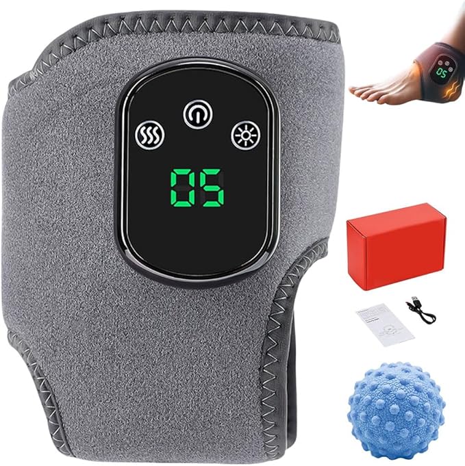 Foot Revive Massager, 3-in-1 Wireless & Portable Foot Massager with 3 Vibration Modes and 5 Heat Levels, for Heel, Arch and Ankle Comfort & Relaxation (Grey 5 Level *1PCS)
