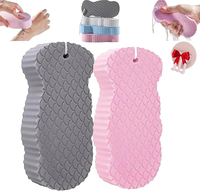 Spirittion Magic Super Soft Exfoliating Bath Sponge, 3D Super Soft Exfoliating Bath Sponge, Reusable for Adults Children and Wome (2 PCS MIX4)