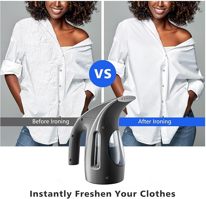HiLIFE Steamer for Clothes, Portable Handheld Design, 240ml Big Capacity, 700W, Strong Penetrating Steam, Removes Wrinkle, for Home, Office(ONLY FOR 120V)-Black