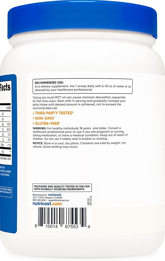 Nutricost C8 MCT Oil Powder 1LB (16.2oz) - 95% C8 MCT Oil Powder