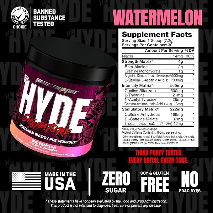 PROSUPPS Mr. Hyde Signature Pre Workout Powder with Creatine, Beta Alanine & Caffeine - Performance, Energy & Endurance - Clean Fitness & Gym Supplements for Men & Women (Watermelon, 30 Servings)