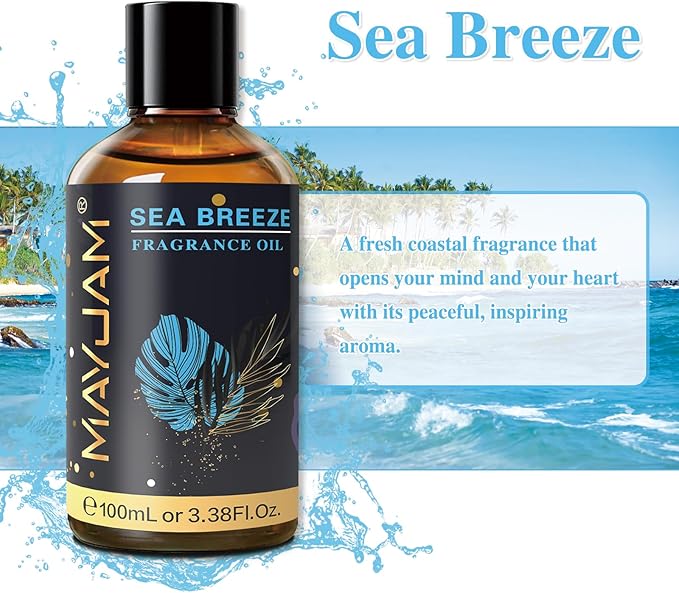 100ML/3.38FL.OZ Sea Breeze Fragrance Oils with Glass Dropper, Essential Oils for Diffusers for Home, Long Lasting Scented Oils for Diffusers Soap Candle Making