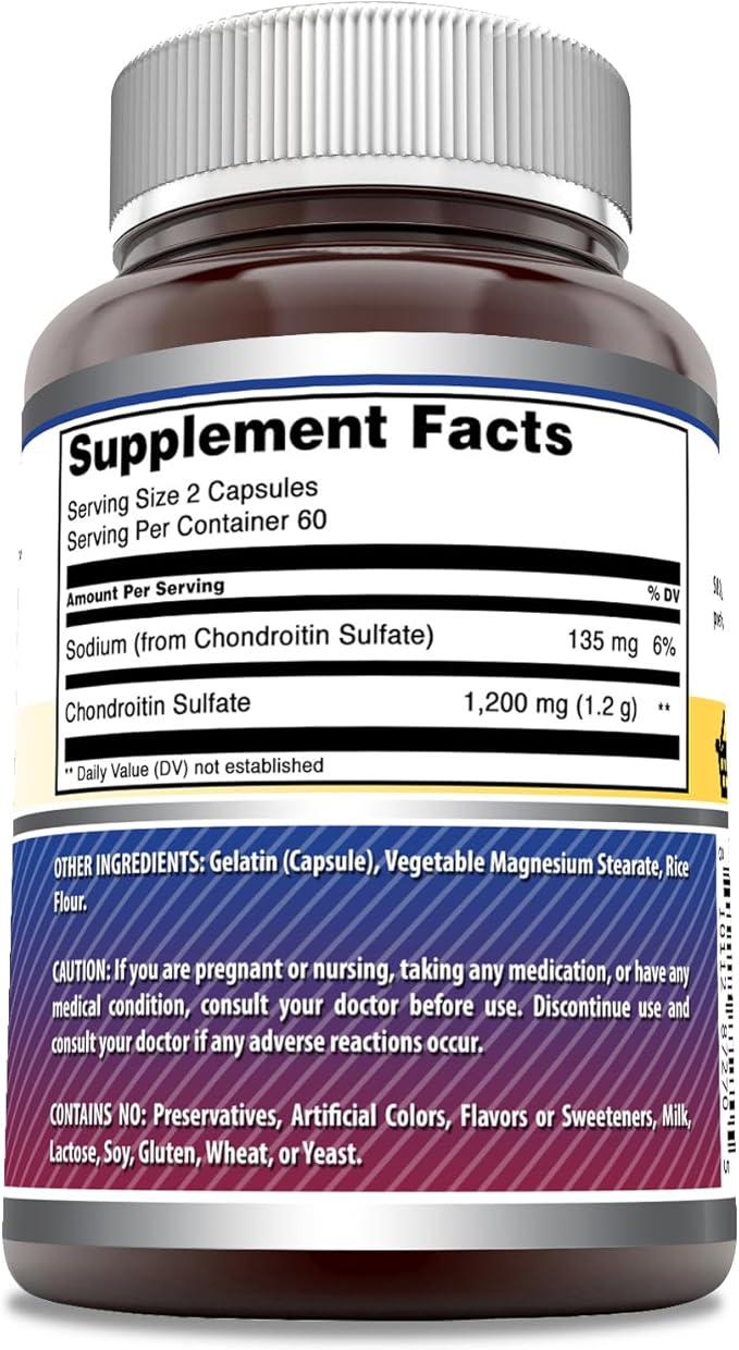 Amazing Formulas Chondroitin Sulfate 1200 mg Per Serving Supplement | Capsules | Non-GMO | Gluten Free | Made in USA (1 Pack, 120 Count)
