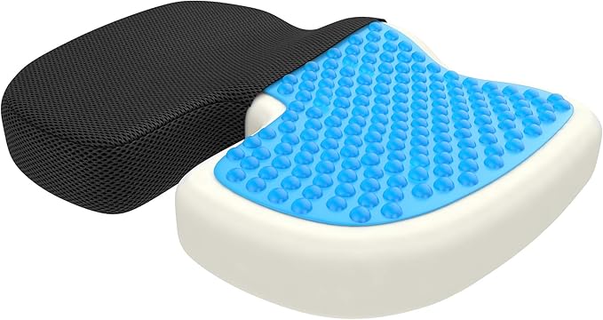 bonmedico Orthopedic Seat Cushion X-Large – Gel & Memory Foam Chair Cushion for Tailbone Sciatica Coccyx Lower Back Support – Ergonomic Office Chair Pillow Car Seat Cushion Wheelchair & Travel Cushion