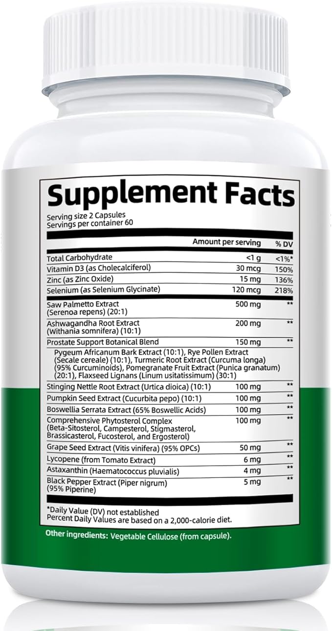 23-in-1 Saw Palmetto for Men 10000 mg Saw Palmetto per Serving, Prostate Health Supplement Pro with Ashwagandha, Pumpkin Seed, Stinging Nettle for Prostate, DHT Blocker, Urinary & Hormones, 120 Caps
