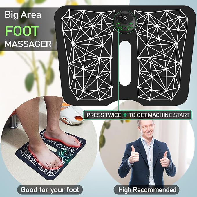 EMS Foot Massager Mat Back Massager for Neuropathy Pain Relief Electric Legs Feet Stimulator Machine Acupressure Pad with Remote Control