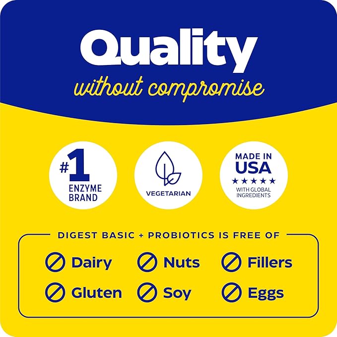 Enzymedica, Digest Basic + Probiotics, Gentle Digestive Enzymes with 400 Million CFU Active Cultures per Capsule, 30 Capsules