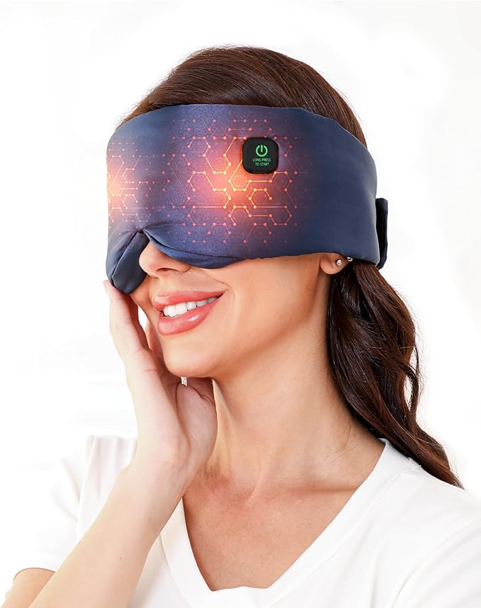 Silk Cordless Heated Eye Mask, Compress Heating Pad for Dry Eye Stye Eye Strain, Soothing and Relaxing Warm Compress for Sleep and Tension Relief