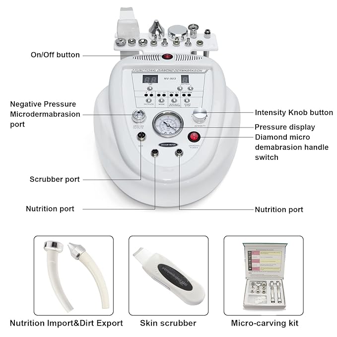Elitzia 3 In 1 Dermabrasion Microdermabrasion Scrubber Facial Skin Rejuvenation Device ETSRNF903