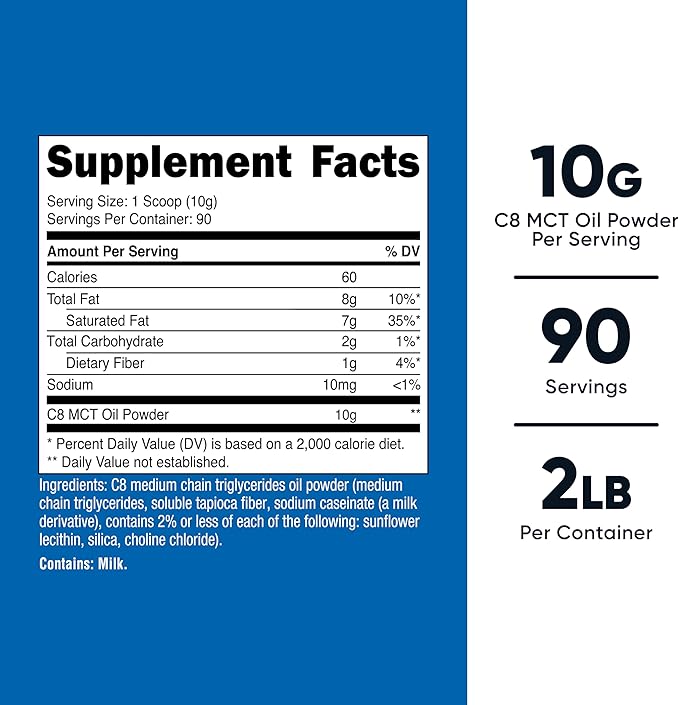 Nutricost C8 MCT Oil Powder 2LBS (32oz) - 95% C8 MCT Oil Powder