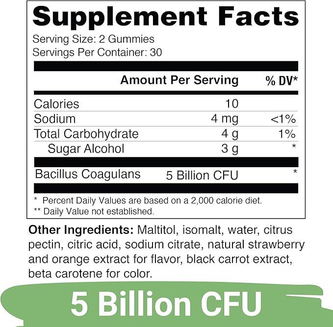 Yuve 100% Natural Sugar Free Probiotic Gummies 5 Billion CFU, Helps with Constipation, Bloating & Leaky Gut - Vegan, Gluten-Free & Non-GMO - 60ct