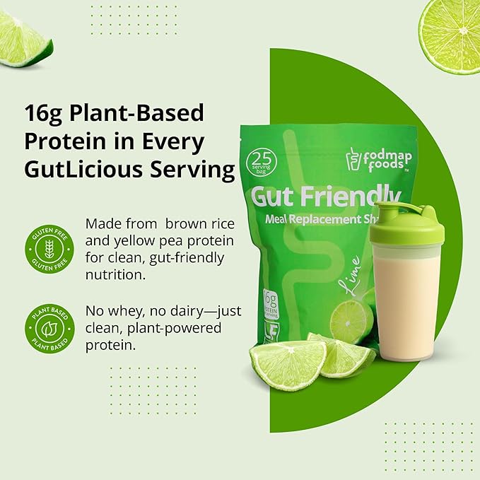 Certified Protein Shake Powder Meal Replacement – Gut Friendly 16g Plant Based Protein, Low Fermentation, Gluten-Free High Protein Meal Replacement Shake Powder | 25 Servings 44.1oz