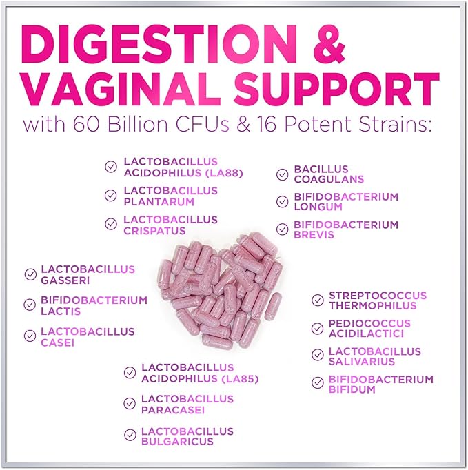 Probiotics for Women - 60 Billion CFU & 16 Strains for pH Balance, Vaginal & Digestive Support, Women's Probiotic with Cranberry for Gut Health, Urinary & Immune Support, Shelf Stable - 60 Capsules