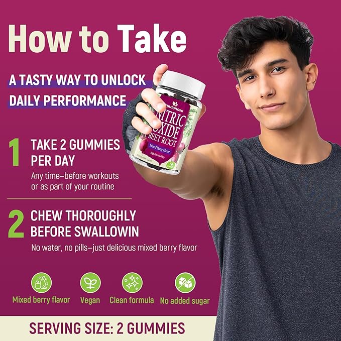 Beet Root Gummies 6000mg – Nitric Oxide Supplement with Grapeseed, Pomegranate, Vitamin C & B12 – Pre-Workout Energy, Endurance & Circulation – Sugar-Free Mixed Berry Flavor – 60 Gummies (2 Bottles)