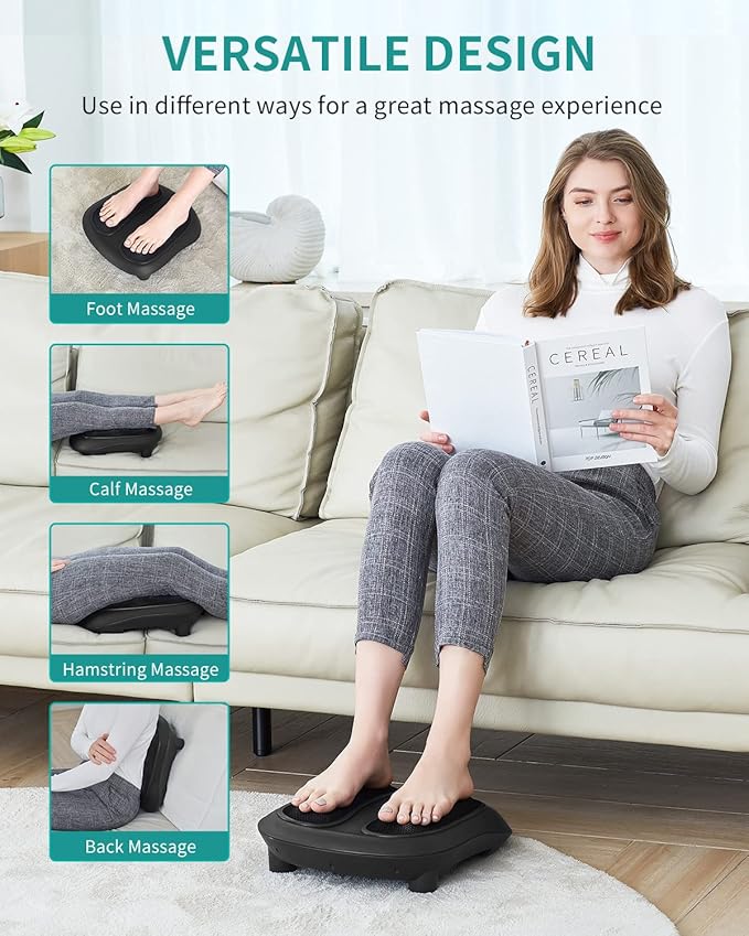 Nekteck Foot Massager with Heat, Shiatsu Heated Electric Kneading Foot Massager Machine for Neuropathy, Plantar Fasciitis, Feet Massage for Pain Relief, Circulation, Gifts for Man Woman Her Birthday