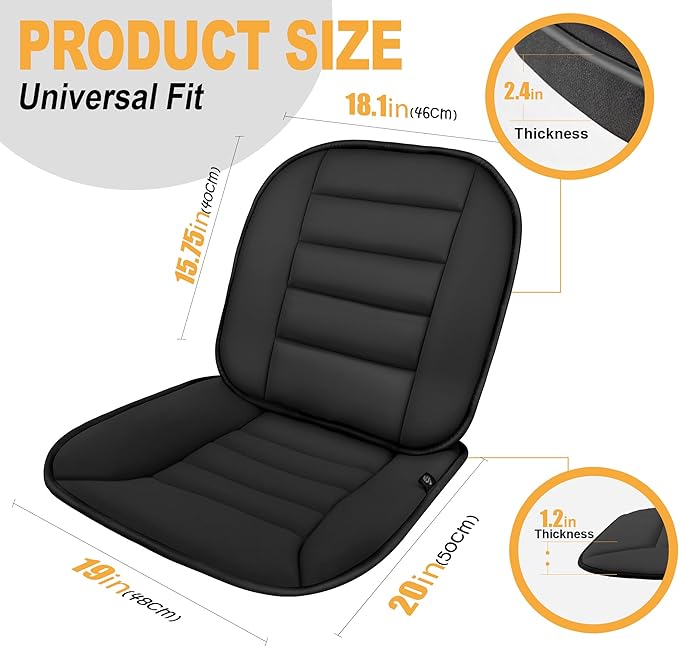 kingphenix Car Seat Cushion with Lumbar Support Pillow: Enhanced Comfort Memory Foam Design for Pain Relief, Ideal for Drivers and Office Use - Ergonomic Lumbar Comfort for Long Sitting - Black