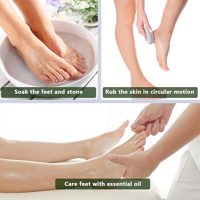 Natural Foot Pumice Stone for Feet, Borogo 2-Pack Lava Pedicure Tools Hard Skin Callus Remover for Feet and Hands - White&Red