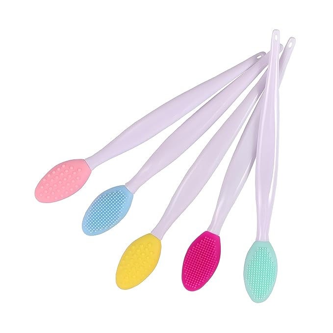 10pcs Silicone Scrub Lip Brush, Double Side Lip Exfoliating, Nose Clean Blackhead Removal Brushes With Lip Exfoliator Scrubber Tool Wash Face Cleansing Brush