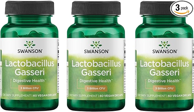 Swanson Lactobacillus Gasseri - Probiotic Supplement Supporting Digestive Health with 3 Billion CFU - Design-Release Satiety & Fat Metabolism Support - (60 Veggie Capsules) 3 Pack
