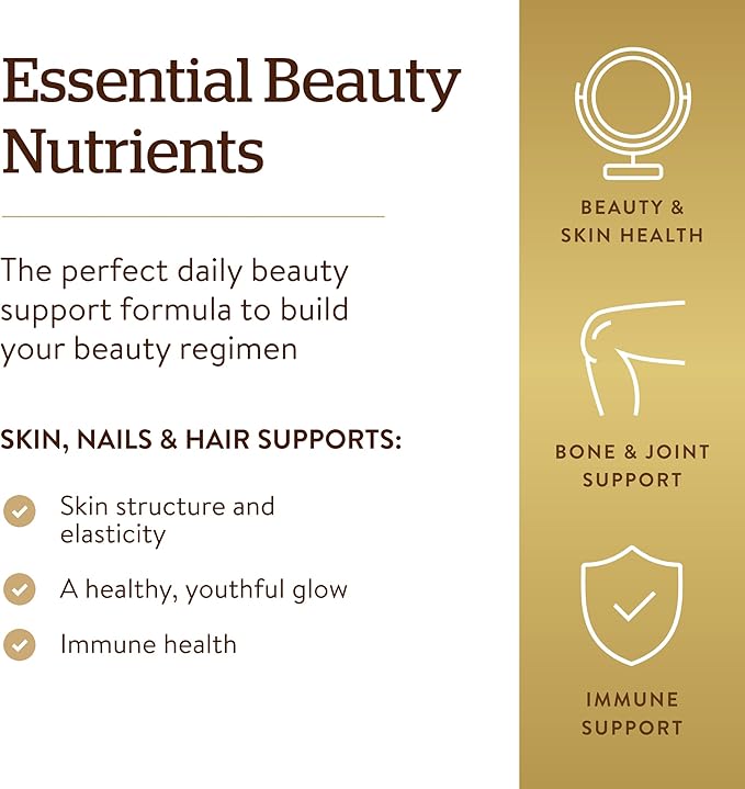 Solgar Skin, Nails & Hair, Advanced MSM Formula, 120 Tablets - Supports Collagen for Hair, Nail and Skin Health - Provides Zinc, Vitamin C & Copper - Non GMO, Vegan, Gluten & Dairy Free - 60 Servings ,Standard Packaging , 120 Count