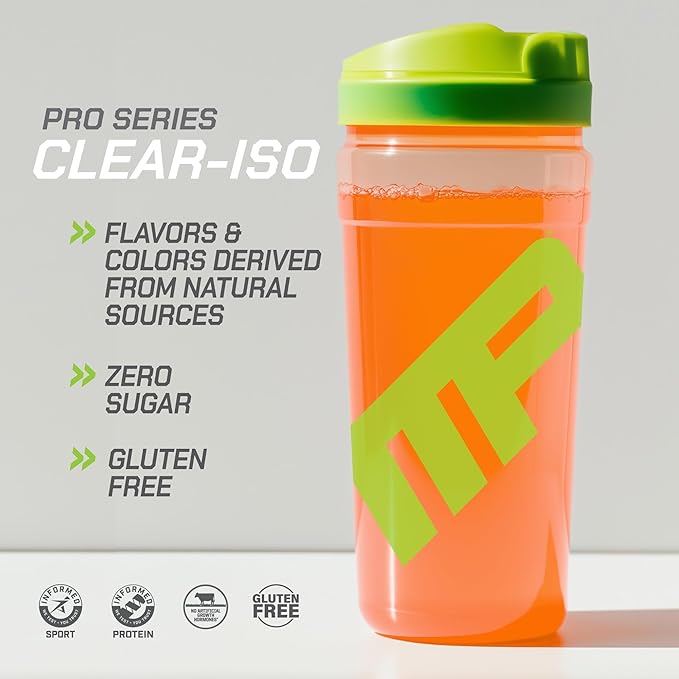 MusclePharm Pro Series Clear-ISO, Clear Protein Powder, 20g Fast-Acting Whey Isolate per Serving Plus BCAAs & L Glutamine | Pro-Grade Muscle Recovery & Growth | Sour Peach Rings, 1.14 lb, 20 Servings