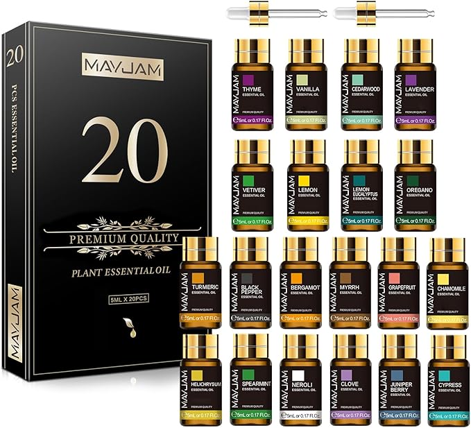 20x5ML Essential Oil Gift Set, Pure Essential Oils for Diffusers for Home, Long Lasting Scented Oil for Soap Candle Making
