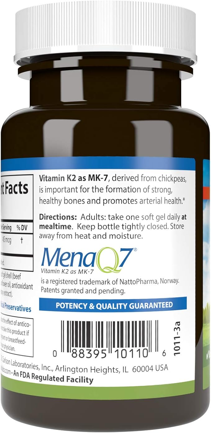 Carlson Labs Vitamin K2-7 45 MCG Mineral Supplement Softgels, 90 Count