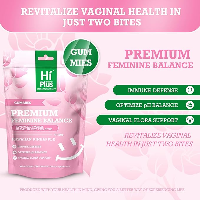 Premium Women's Vaginal Probiotics - Immune Health Support, Digestive Health, Vegan, Non-GMO, Gluten-Free, PH-Balanced Hawaiian Pineapple Flavored Gummies, 60 Gummies
