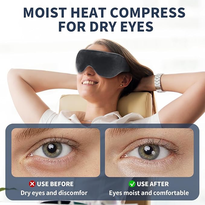 Heated Eye Mask, Zinpaza Microwave Warm Compress for Eyes Moist Heat Eye Compress Warm Eye Compresses Eye Heating Pad Hot Eye Mask for Dry Eyes Relief Stye Blepharitis MGD