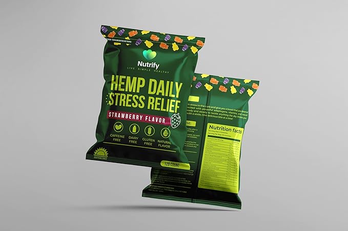 120 Hemp Gummies Natural Strawberry Flavor Hemp Extract, Infused with Omega 3, 6, and 9, Plus Essential Vitamins to Promote General Wellness