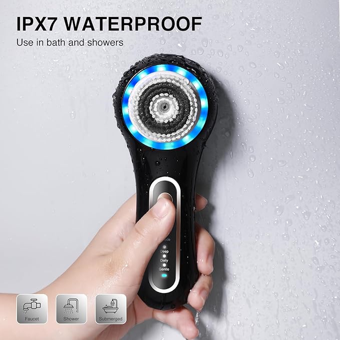 Face Scrubber Exfoliator,Facial Cleansing Brush Rechargeable IPX7 Waterproof with 5 Brush Heads,Electric Face Spin Brush for Exfoliating, Massaging and Deep Cleansing