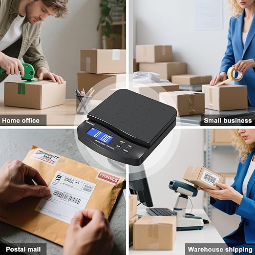 THINKSCALE 88lb Shipping Scale, 0.1oz Precision, Digital Postal Scale with Large LCD, Hold/Tare/Piece Counting, 5 Units, Dual Power (Battery/AC), Black