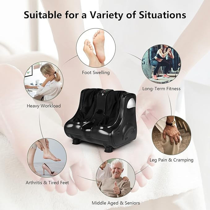 Giantex Foot and Calf Massager with Heat - Shiatsu Foot Massager Machine with Vibration, Deep Kneading, 3-Level Intensity Modes, Electric Foot Massager for Tired Feet, Leg, Calf Pain Relief (Black)