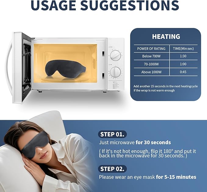 Heated Eye Mask, Zinpaza Microwave Warm Compress for Eyes Moist Heat Eye Compress Warm Eye Compresses Eye Heating Pad Hot Eye Mask for Dry Eyes Relief Stye Blepharitis MGD
