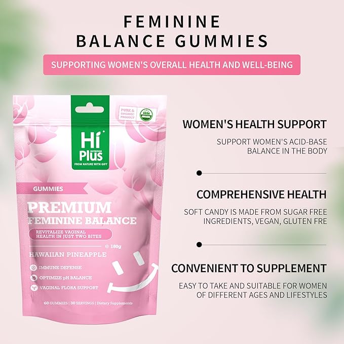 Premium Women's Vaginal Probiotics - Immune Health Support, Digestive Health, Vegan, Non-GMO, Gluten-Free, PH-Balanced Hawaiian Pineapple Flavored Gummies, 60 Gummies