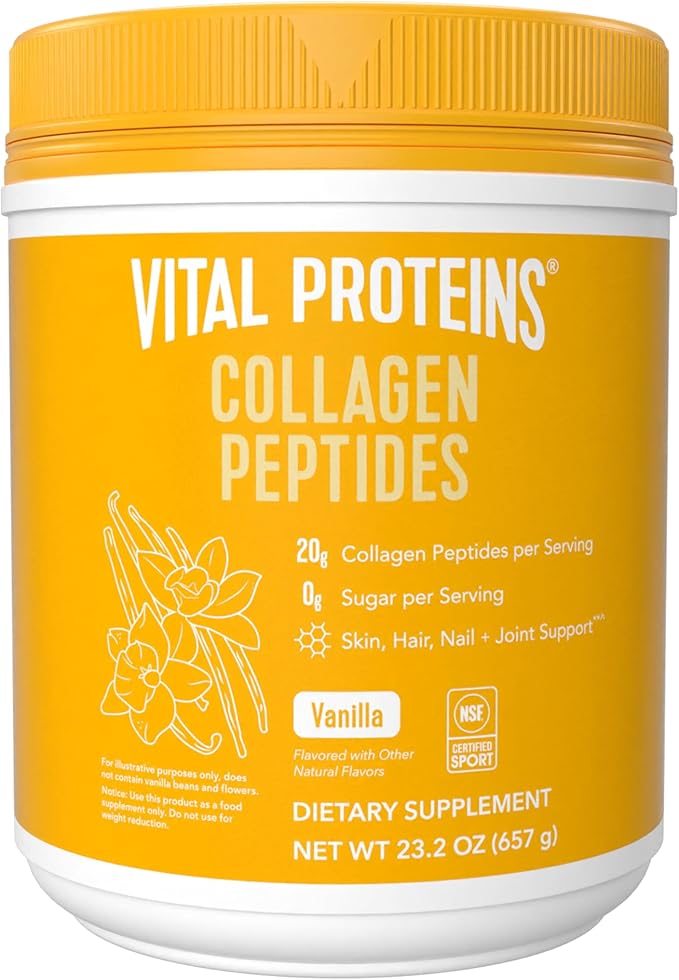 Vital Proteins Collagen Peptides Powder - Grass Fed Collagen Peptides for Hair, Nail, Skin, Bone & Joint Health, Vanilla, 23.2 Ounces
