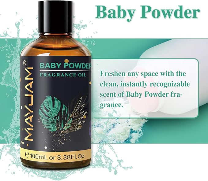 100ML/3.38FL.OZ Baby Powder Fragrance Oils with Glass Dropper, Essential Oils for Diffusers for Home, Long Lasting Scented Oils for Diffusers Soap Candle Making