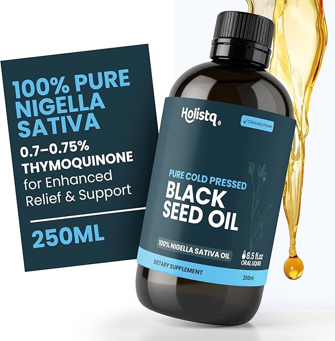 Cold Pressed Black Cumin Nigella Sativa Oil with High Thymoquinone, 250mL | Black Seed Oil Organic Cold Pressed for Immune Support, Hair, Skin, Nails, Joints & Digestive Health, Omega 3 6 9, Non-GMO