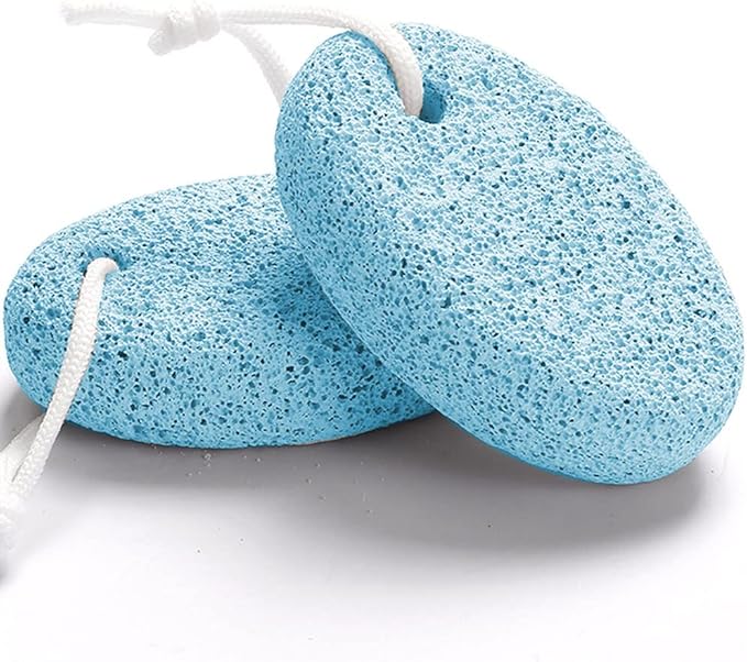 Natural Foot Pumice Stone for Feet, Borogo 2-Pack Lava Pedicure Tools Hard Skin Callus Remover for Feet and Hands -Blue