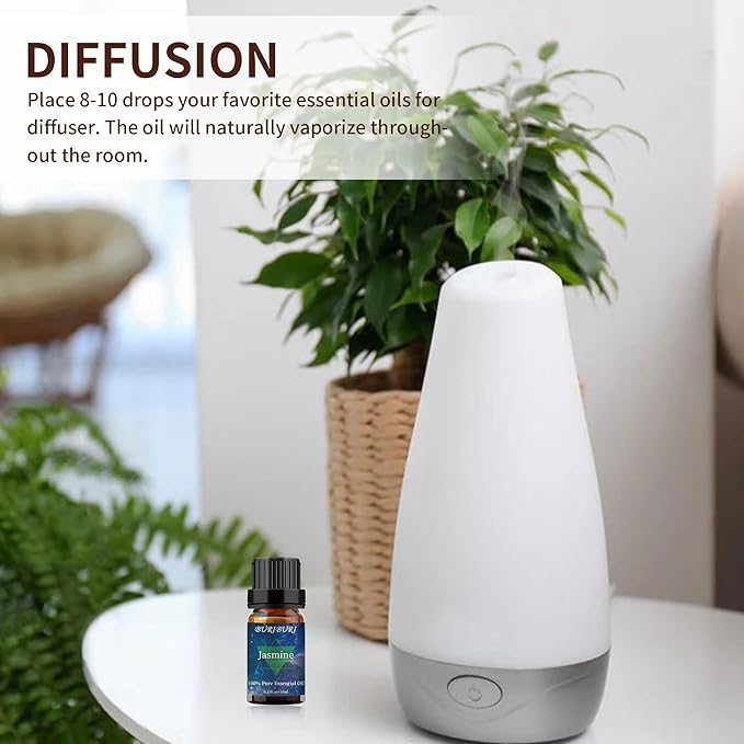 BURIBURI Jasmine Essential OIil and Eucalyptus Oil 2Pack Natural Eucalyptus Essential Oils 10ml for Diffusers (Jasmine+Eucalyptus)