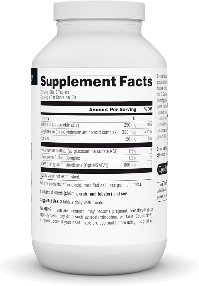 Source Naturals Glucosamine Chondroitin Complex with MSM, Promotes Healthy Joints and Connective Tossues* - 240 Tablets