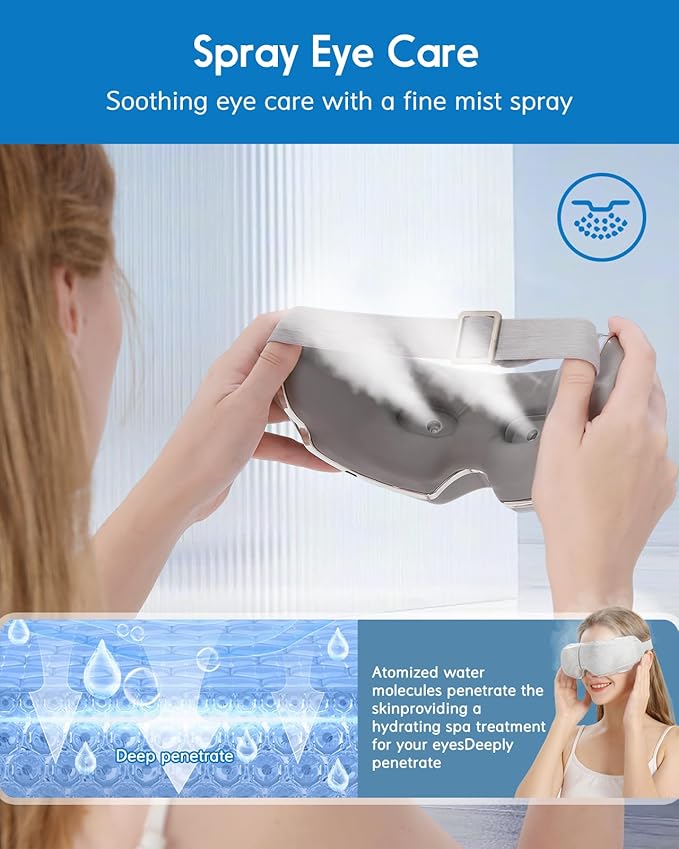 Eye Massager Spray Acupressure Kneading Heat Improve Eye Fatigue Relax Muscles Relieve Dry Eyes Ark Circles & Headaches Its Misting Feature Also Provides Refreshing Hydrating for Your Eyes