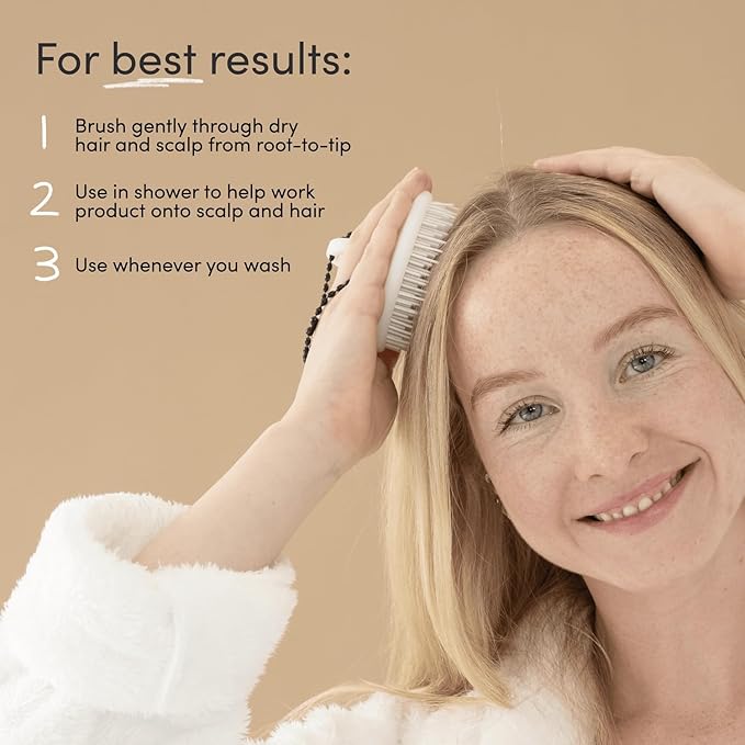 Jupiter Scalp Exfoliator Brush, Detangling Scalp Scrubber Brush, for Wet or Dry Hair, Removes Dandruff & Build-Up, Supports Circulation, Ergonomic Scalp Massager, Good for All Hair Types, White