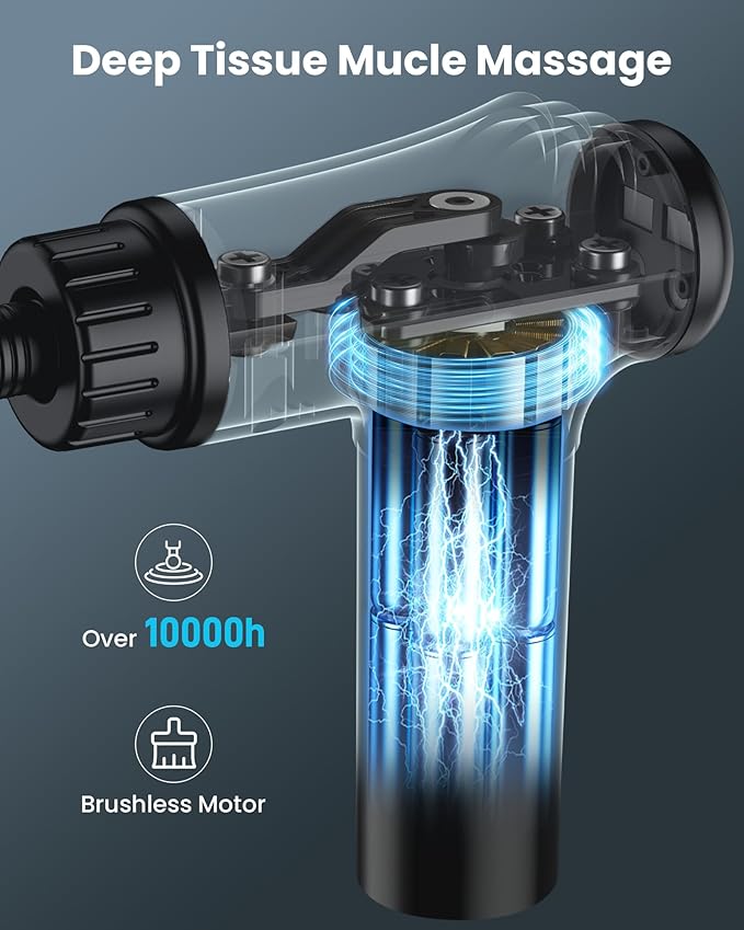 AYURA Massage Gun, Deep Tissue Percussion Massager Gun, Handheld Back Massager, Electric Massager with 30 Speeds and 6 Heads for Athletes Men Women