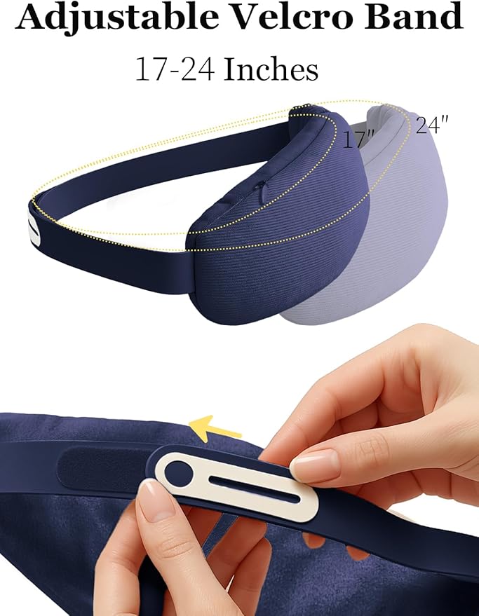 Cordless Heated Eye Mask, Warm Eye Compress for Dry Eyes, Blocking Light Sleeping Mask for Women Men, Washable Eye Heating Pad for Travel, Dry Eyes, Blepharitis, Sinus Migraine (Blue)